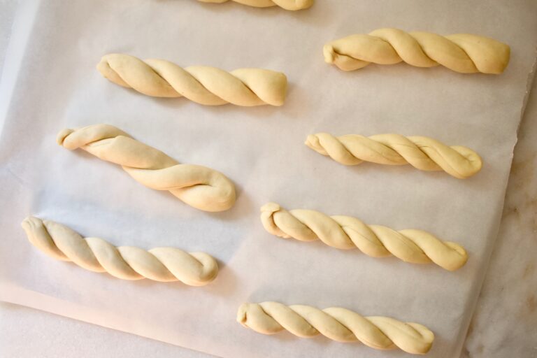 overhead shot of twisted breadsticks